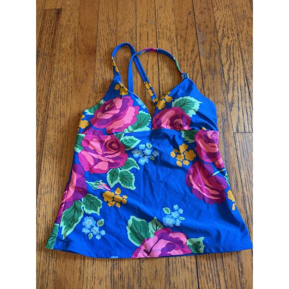 Matilda Jane Tankini Swim Top Womens Medium Blue Floral To The Beach 27633S - Picture 1 of 5